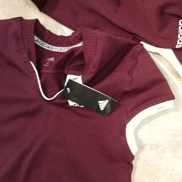 SALE Adidas Football Primeknit Jersey Short Sleeve Burgundy White Game Large - Picture 7 of 8